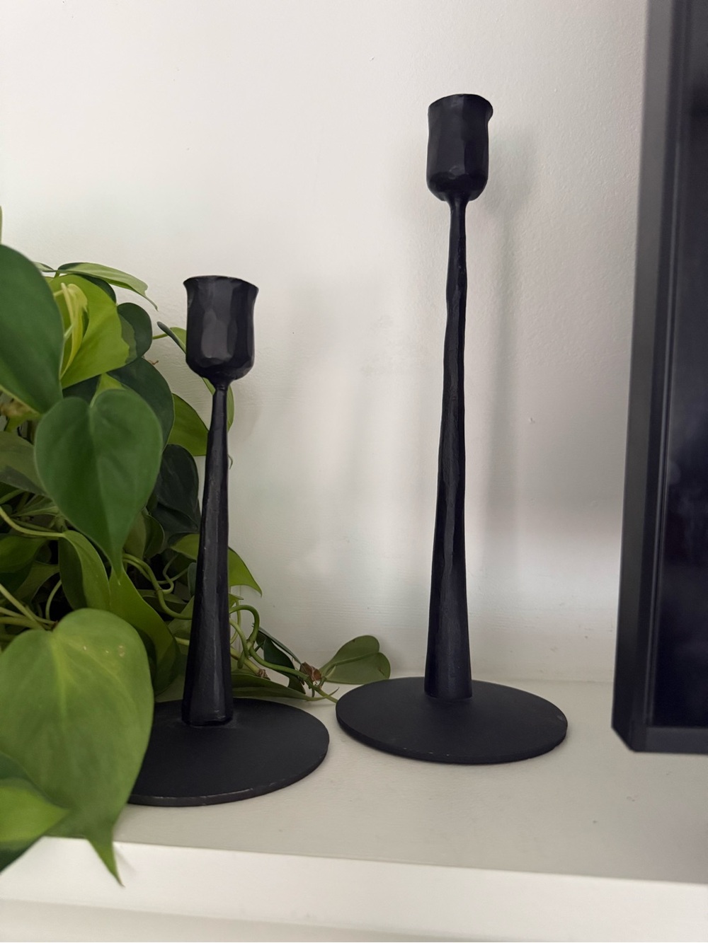 Black Metal Taper Candle Holders - Set of 2